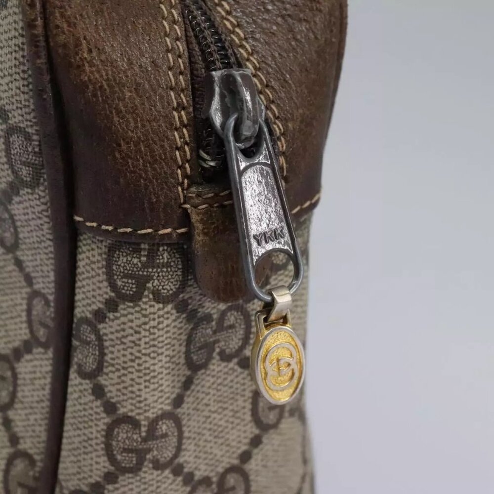 GUCCI GG Supreme Web Sherry Line Clutch Bag PVC Beige Red Green Auth - Picture 13 of 16